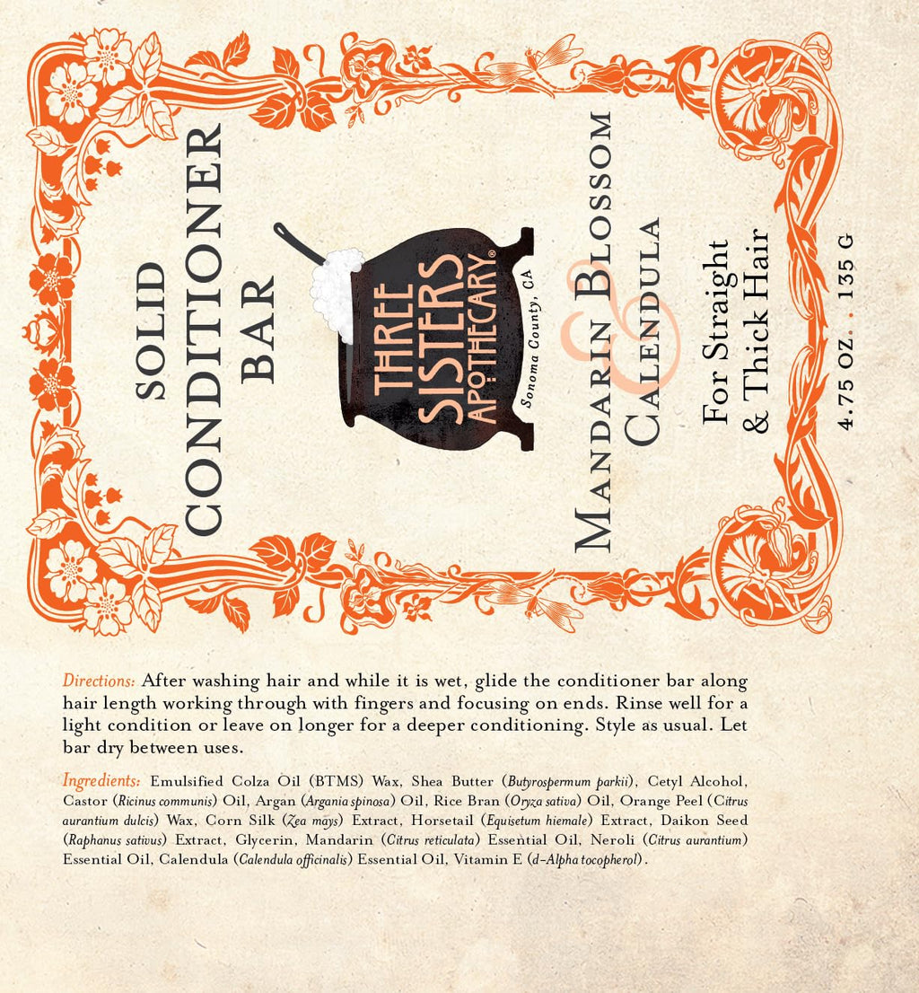 Three Sisters Apothecary 4.75 oz Solid Hair Conditioner (Mandarin Blossom and Calendula)