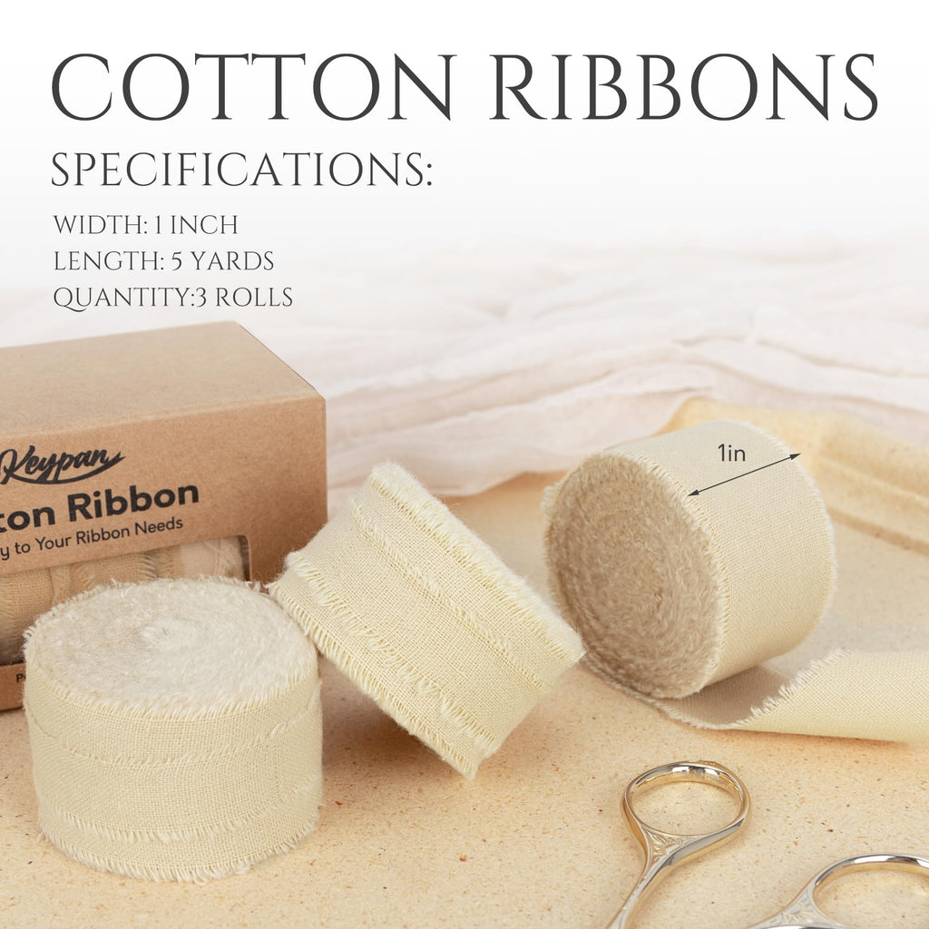 Nude Frayed Cotton Ribbon, 1 Inch, 15 Yards