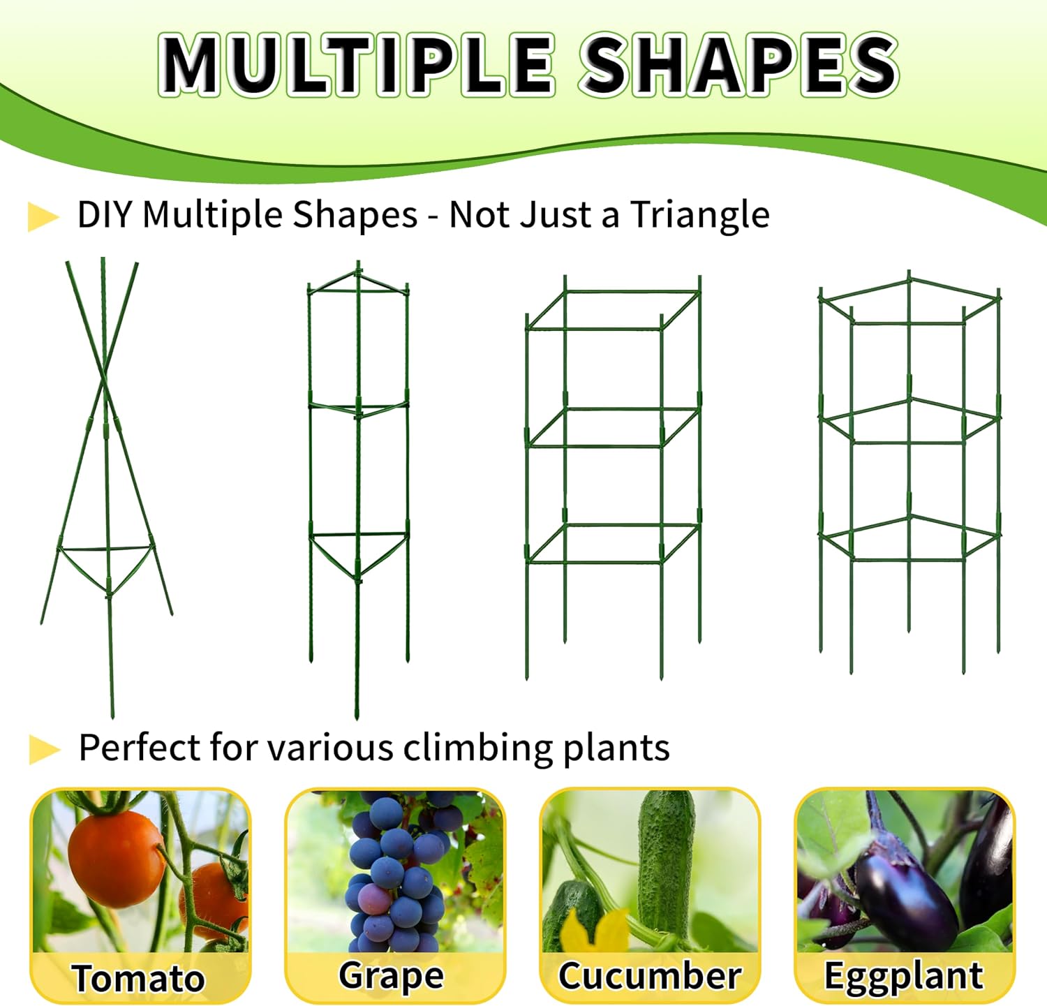 4-Pack 48-Inch Adjustable Tomato Cages, Heavy-Duty Metal Plant Support Trellis for Garden and Pots, DIY Tomato