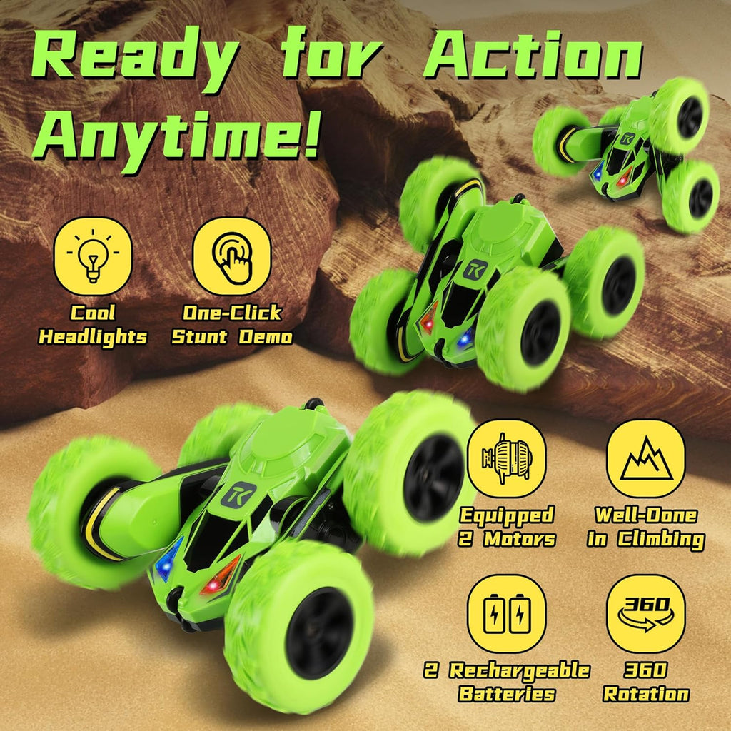 Remote Control Flip Stunt Car Double Sided Driving Toys Gifts | Durable RC Cars with Breathing Soft Lights for Boys