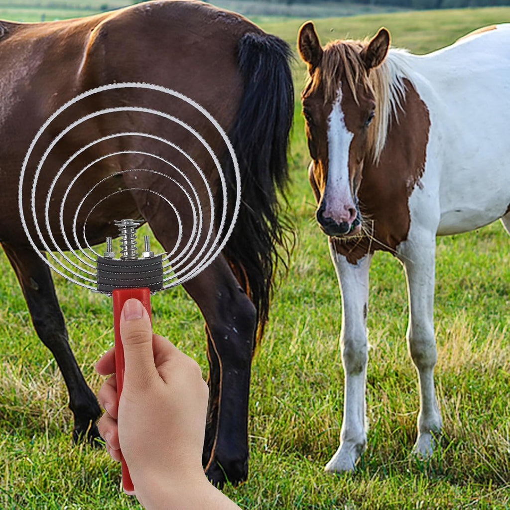 6 Rings Reversible Stainless Steel Curry Comb Sided Horse Brush
