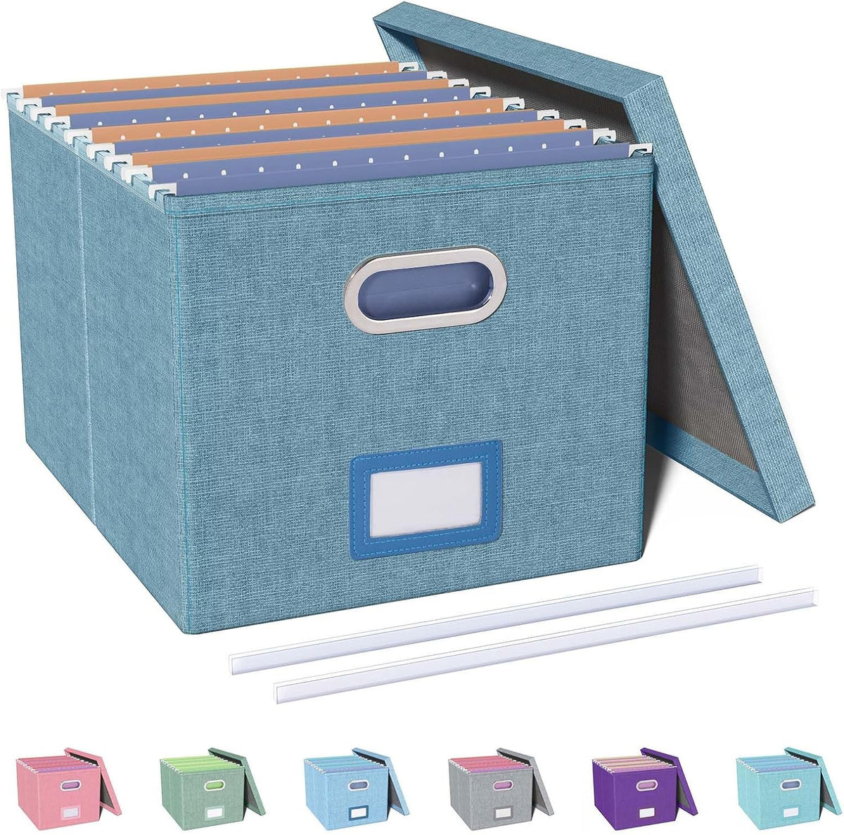 File Organizer with Lid, File Box, File Cabinet for Letter File Folder Storage, Hanging File Organizer for
