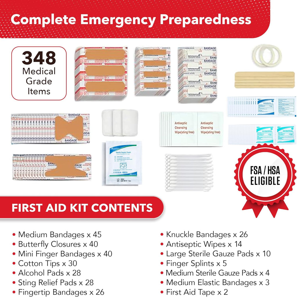 2-in-1 First Aid Kit for Car, Travel & Home, Businesses - Bonus Mini Kit for Medical Emergency Aid, Survival, Camping