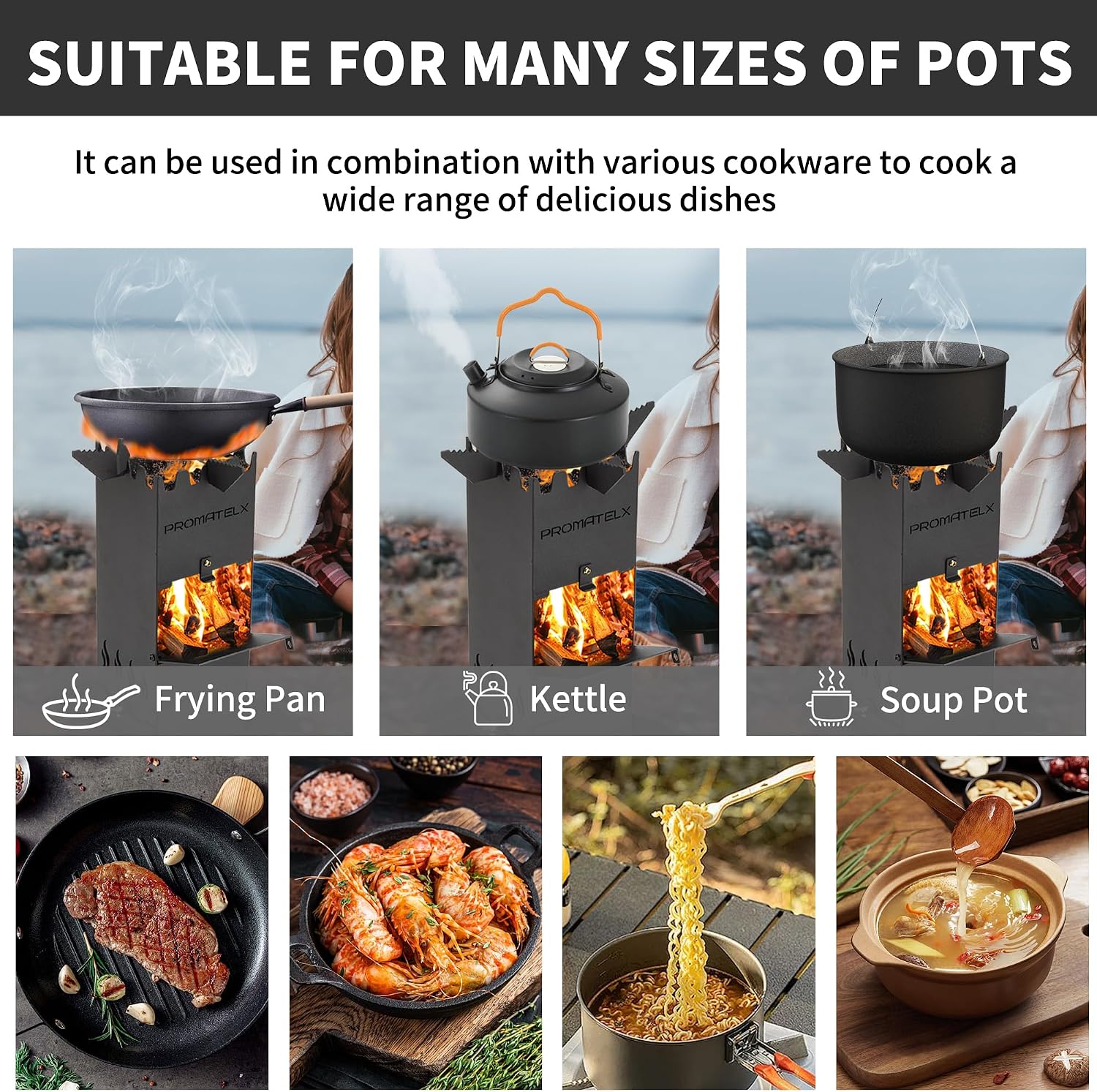 Portable Rocket Stove Wood Burning Camping Stoves Attached bag | Carbon steel material ，Outdoor Charcoal Grill for