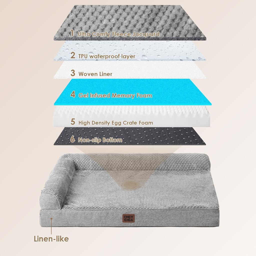 Orthopedic Dog Bed Medium Size Dogs, Memory Foam Dog Bed with Washable Removable Cover, Waterproof Pet Sofa Couch for
