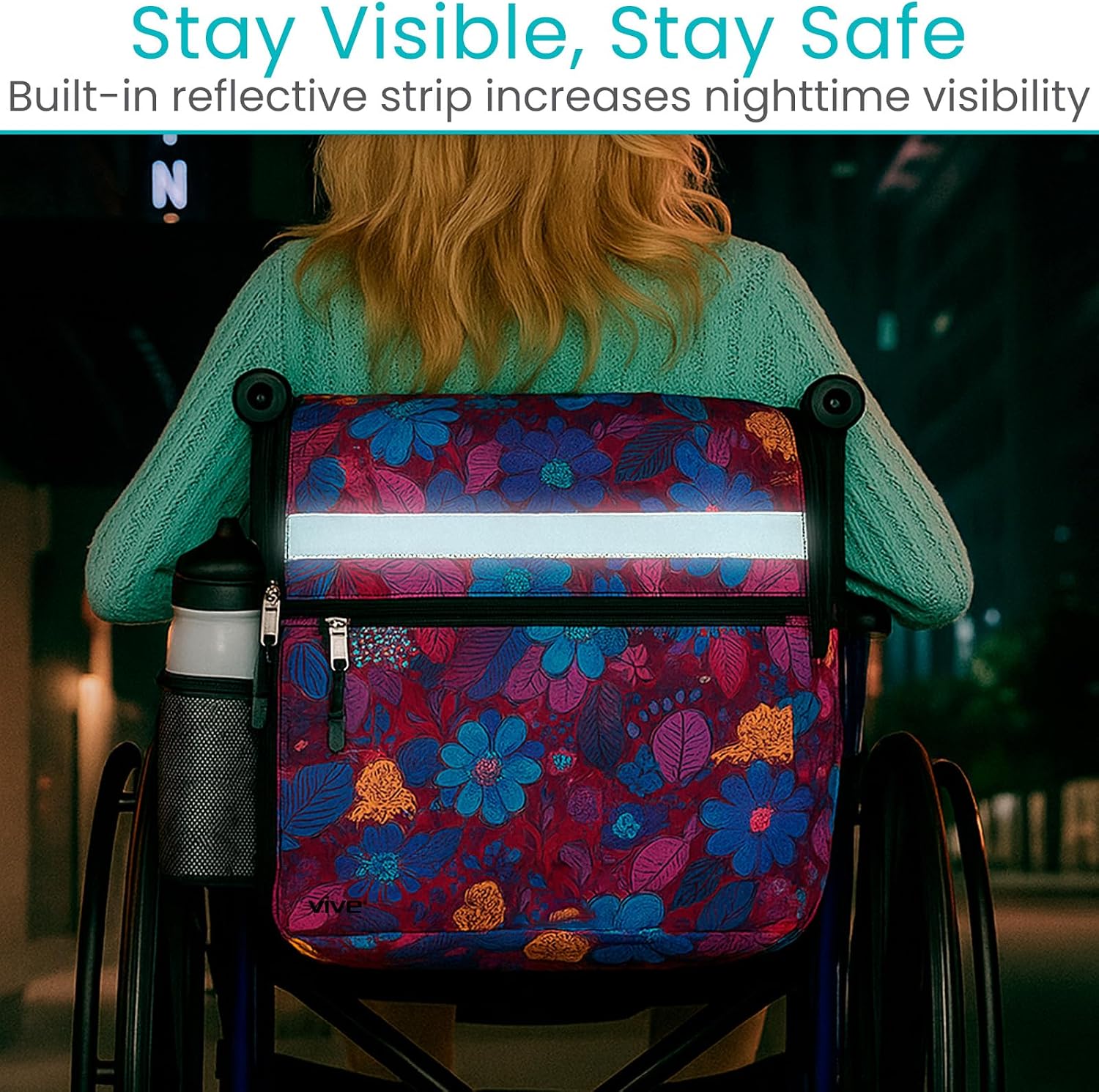 Wheelchair Bag - Premium Backpack w/Cup Holder - Wheelchair Accessories for Seniors & Adults - Adjustable