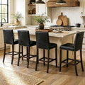 Counter Height Bar Stools Set of 4 with PVC Leather Back and Seat