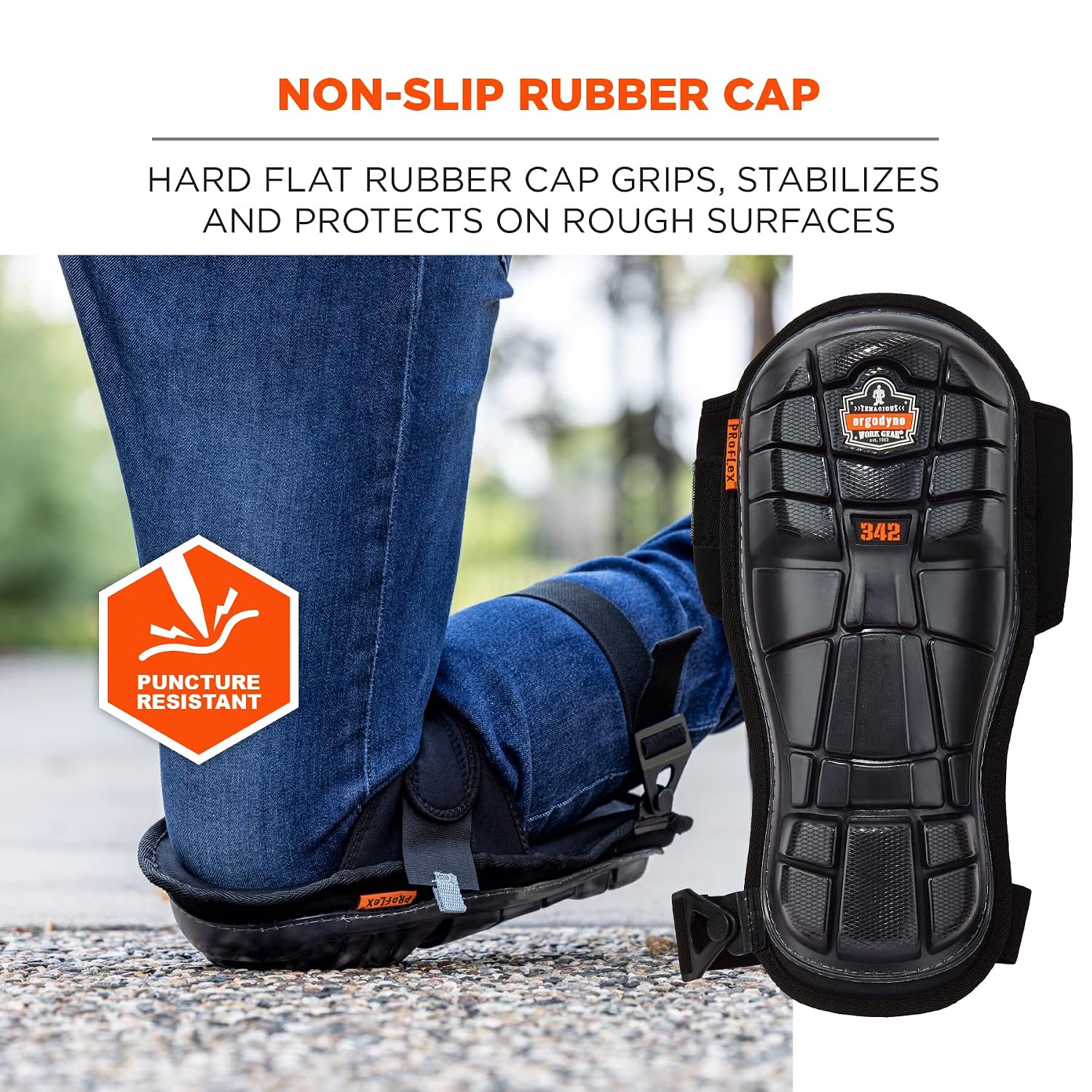 18442 ProFlex 342 Professional Knee Pads, Protective Extra Long Cap, Injected Gel Padded Technology, Adjustable