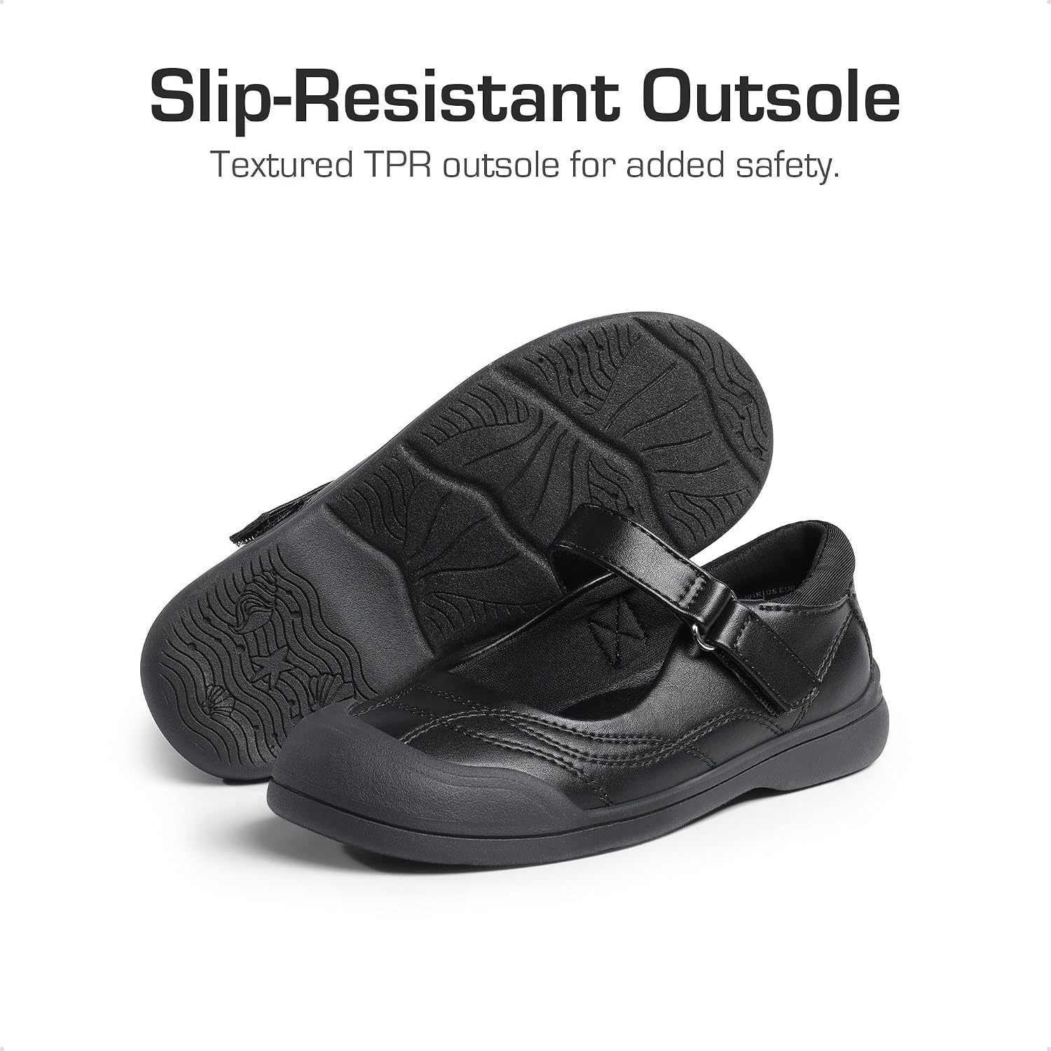 Toddler Girls Mary Jane School Shoes | Toe Protective Arch Support Uniform Dress Up Flats Anti-slip Outsole for