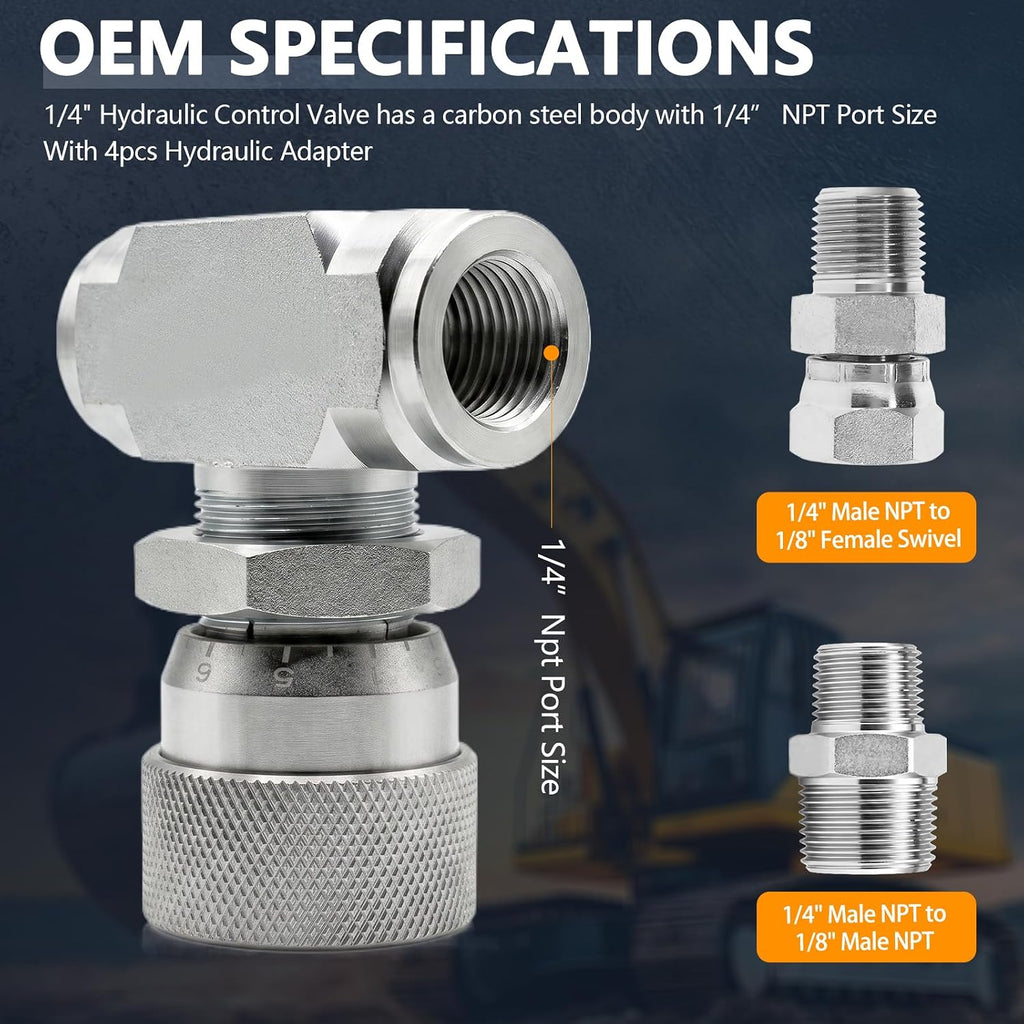 1/4" Hydraulic Adjustable Flow Control Two-way Valve