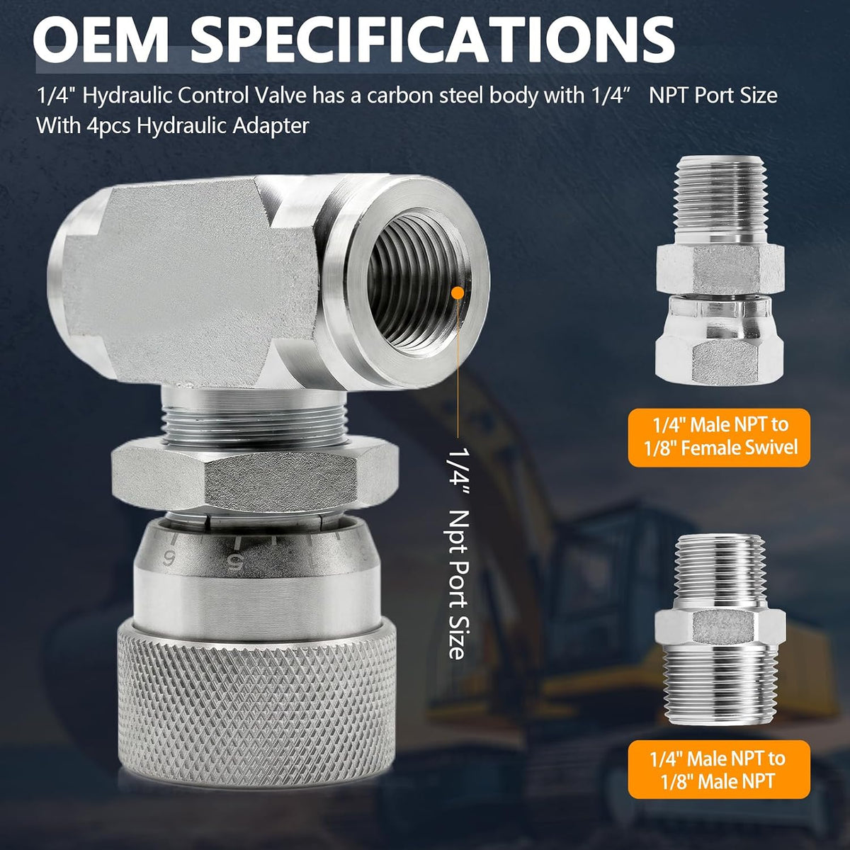 1/4" Hydraulic Adjustable Flow Control Two-way Valve