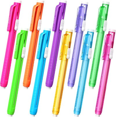 10 Pieces Retractable Mechanical Eraser Pen, Pen-Style Erasers Pencil Click Big for Drawing, Art, Drafting, Sketching