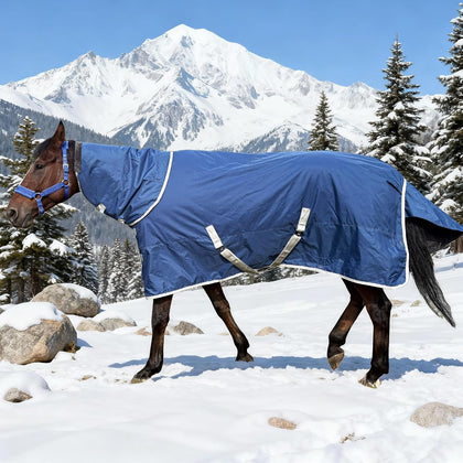 Winter 1200D Premium Turnout Horse Blanket,Medium Weight Waterproof Blanket (Back Length 81 inches (155cm) with Cover)