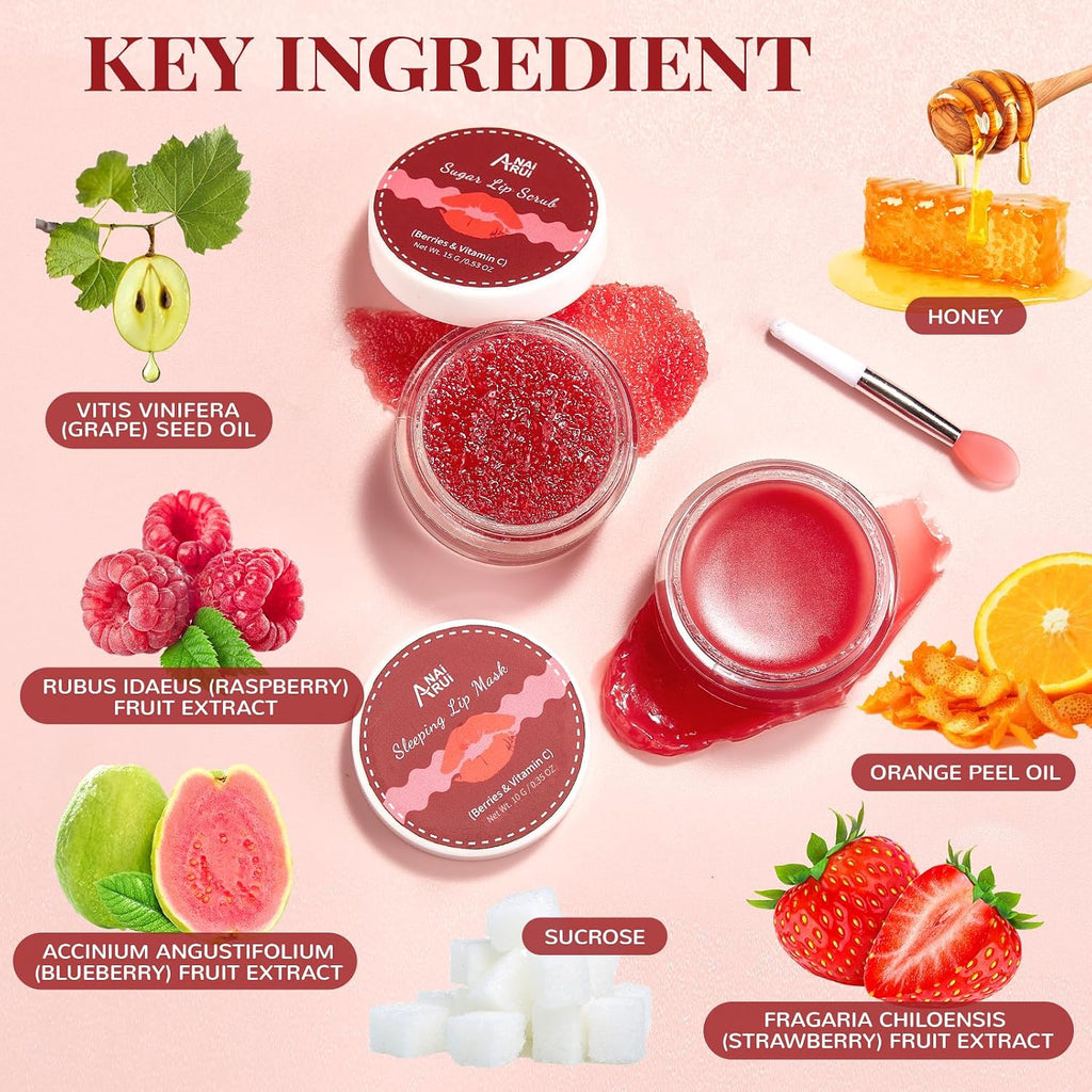 Lip Scrub & Lip Mask Set, Strawberry