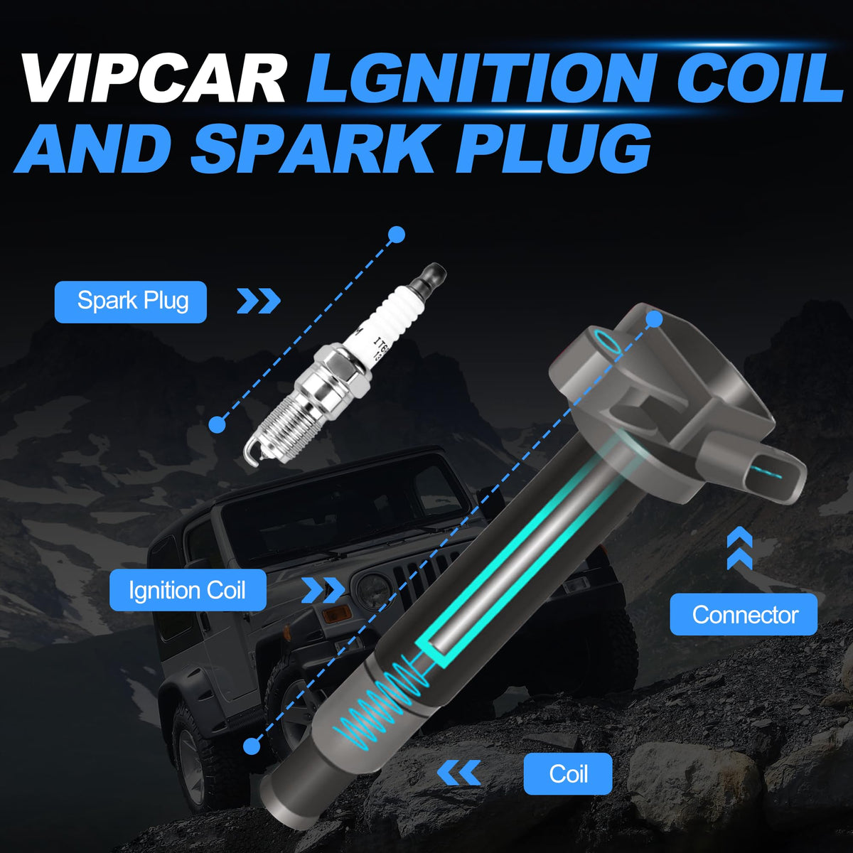 VIPCAR UF413 Ignition Coil & Iridium Spark Plug Kit for Chevy Silverado