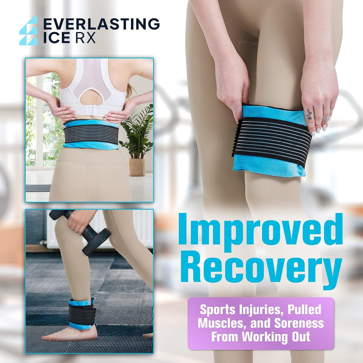 Reusable Gel Ice Packs for Injuries, Hot and Cold Compression Wrap 4 Pack