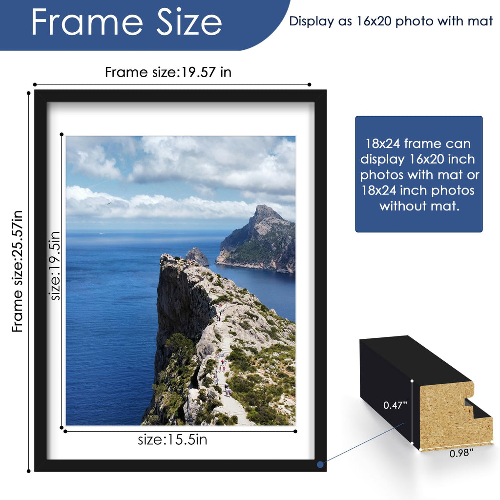 18x24 Poster Frame Set of 6, Wall Mounting Display, Black