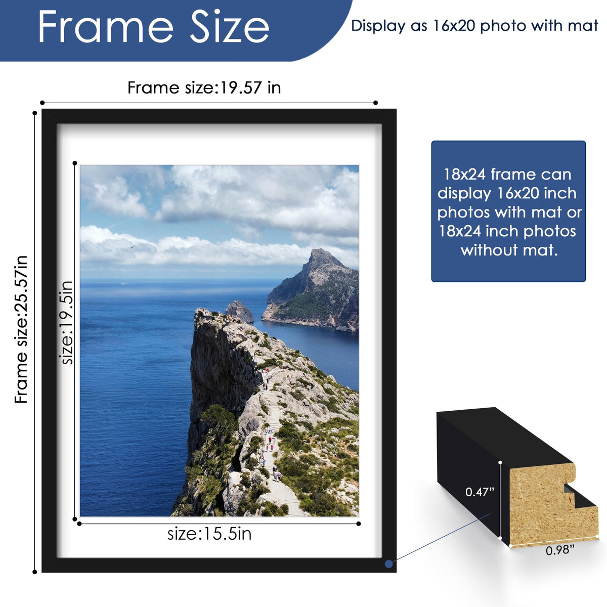 18x24 Poster Frame Set of 6, Wall Mounting Display, Black