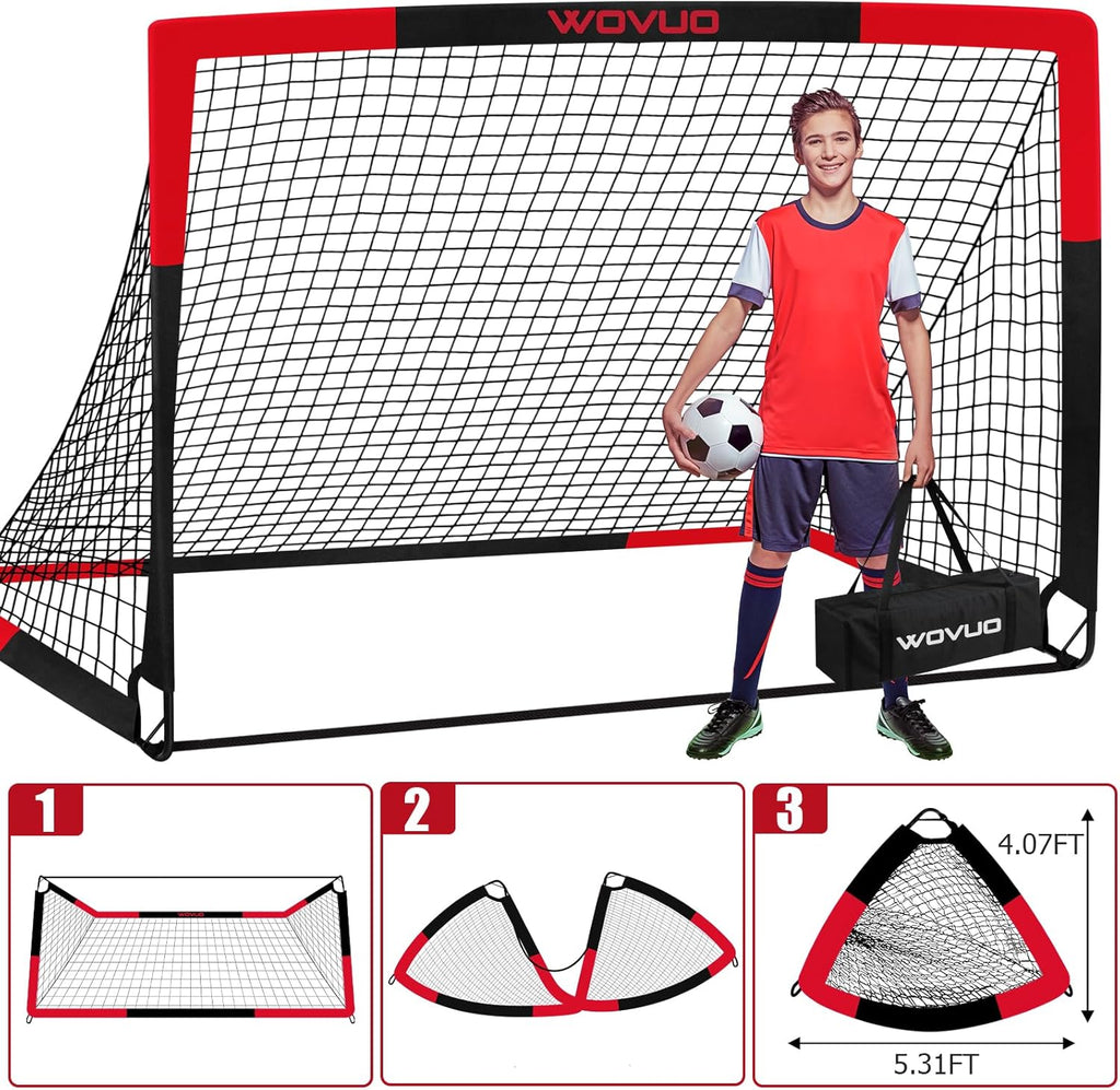 Kids Soccer Goals for Backyard Set of 2, 6x4 ft Portable Toddler Soccer Goal Training Equipment with Soccer Target