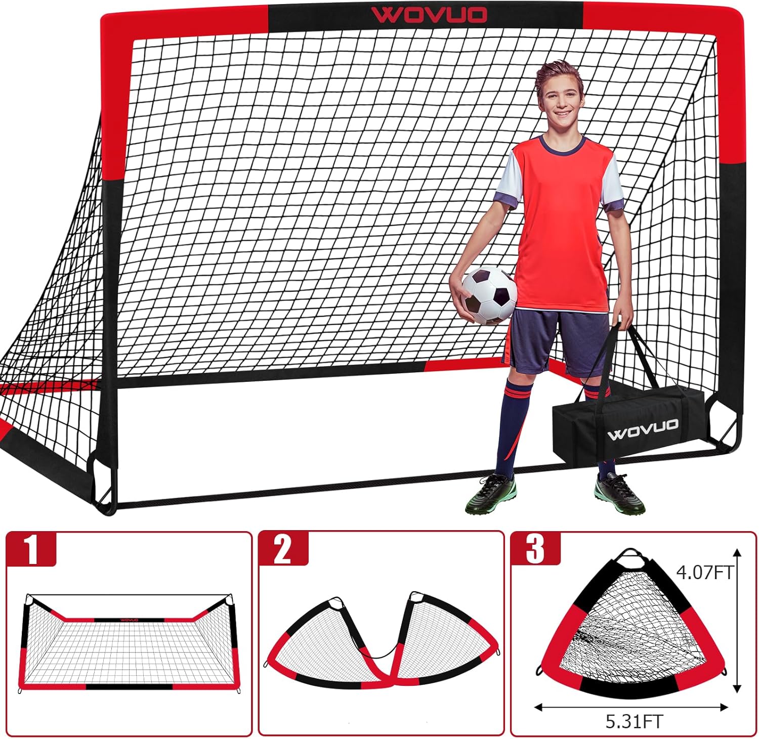 Kids Soccer Goals for Backyard Set of 2, 6x4 ft Portable Toddler Soccer Goal Training Equipment with Soccer Target
