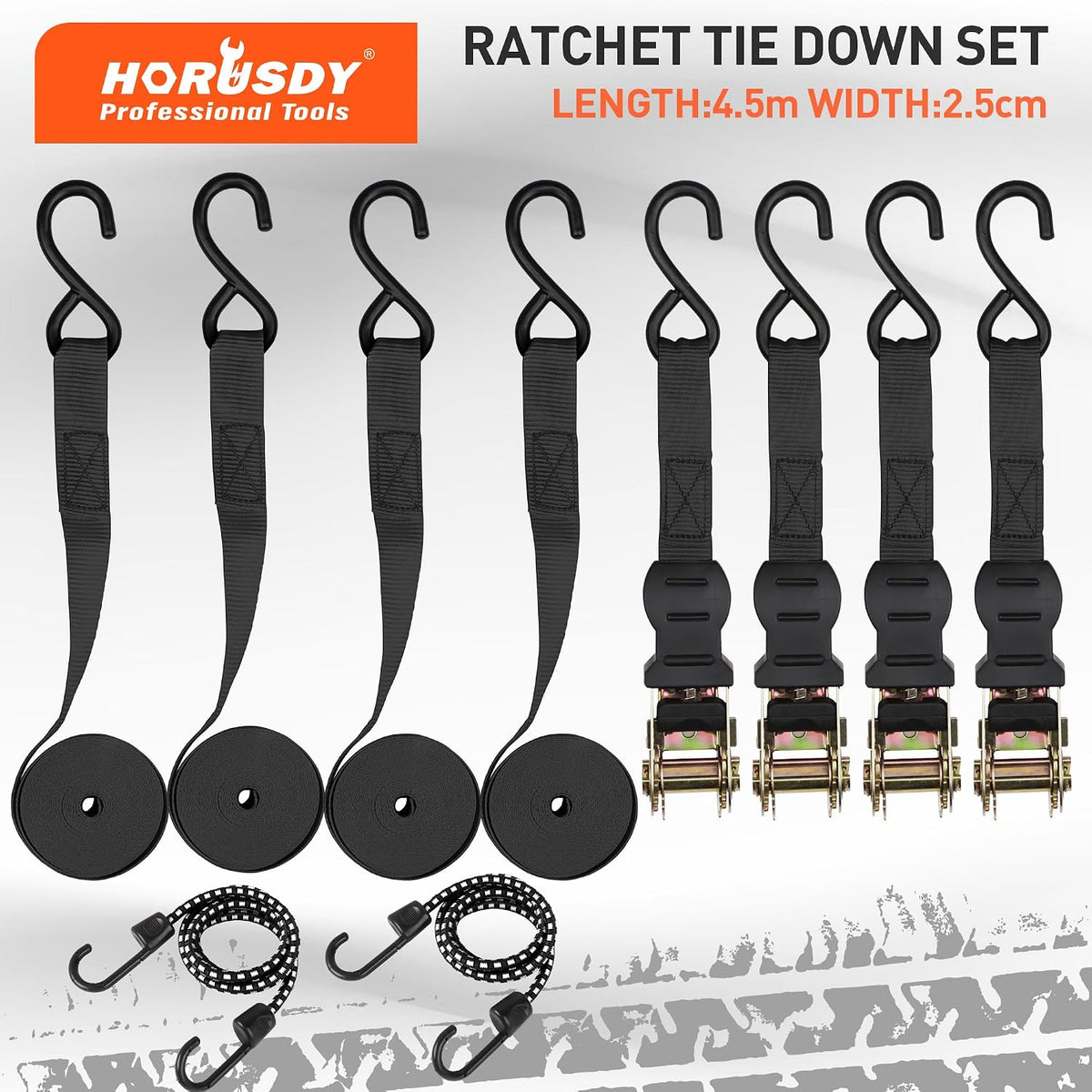 Ratchet Straps, 2,200 LB Break Strength, 4-Pack 15FT Ratchet Tie Down Straps Set for Motorcycle Straps Tie Downs