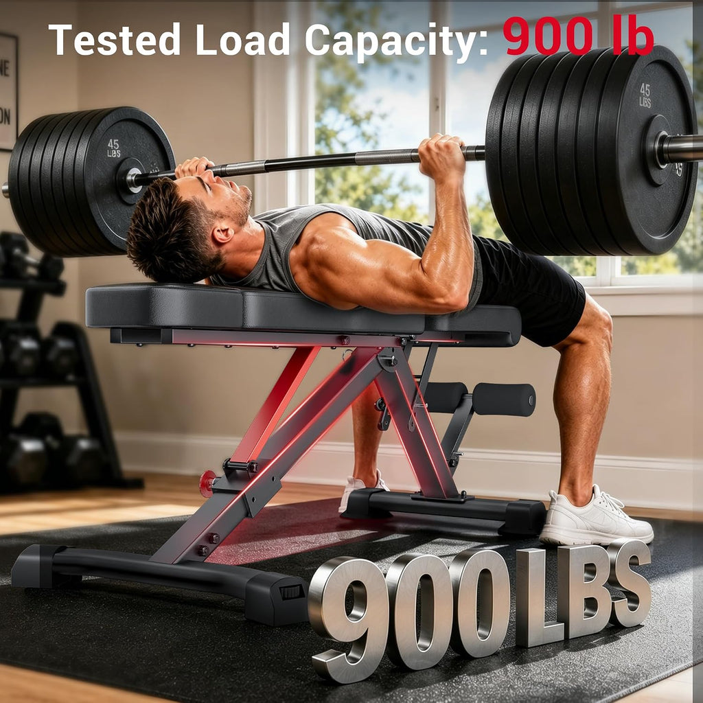Weight Bench 900Lb, Adjustable Foldable Sturdy Bench for Home Gym | 900LB Flat capacity,11 back