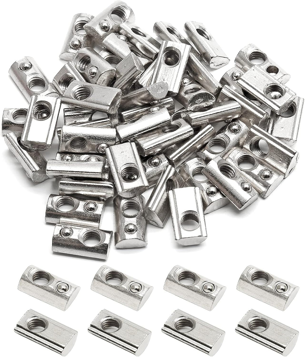 2020 Series M5 Half Round Roll in Spring T Nuts, 50 Pcs