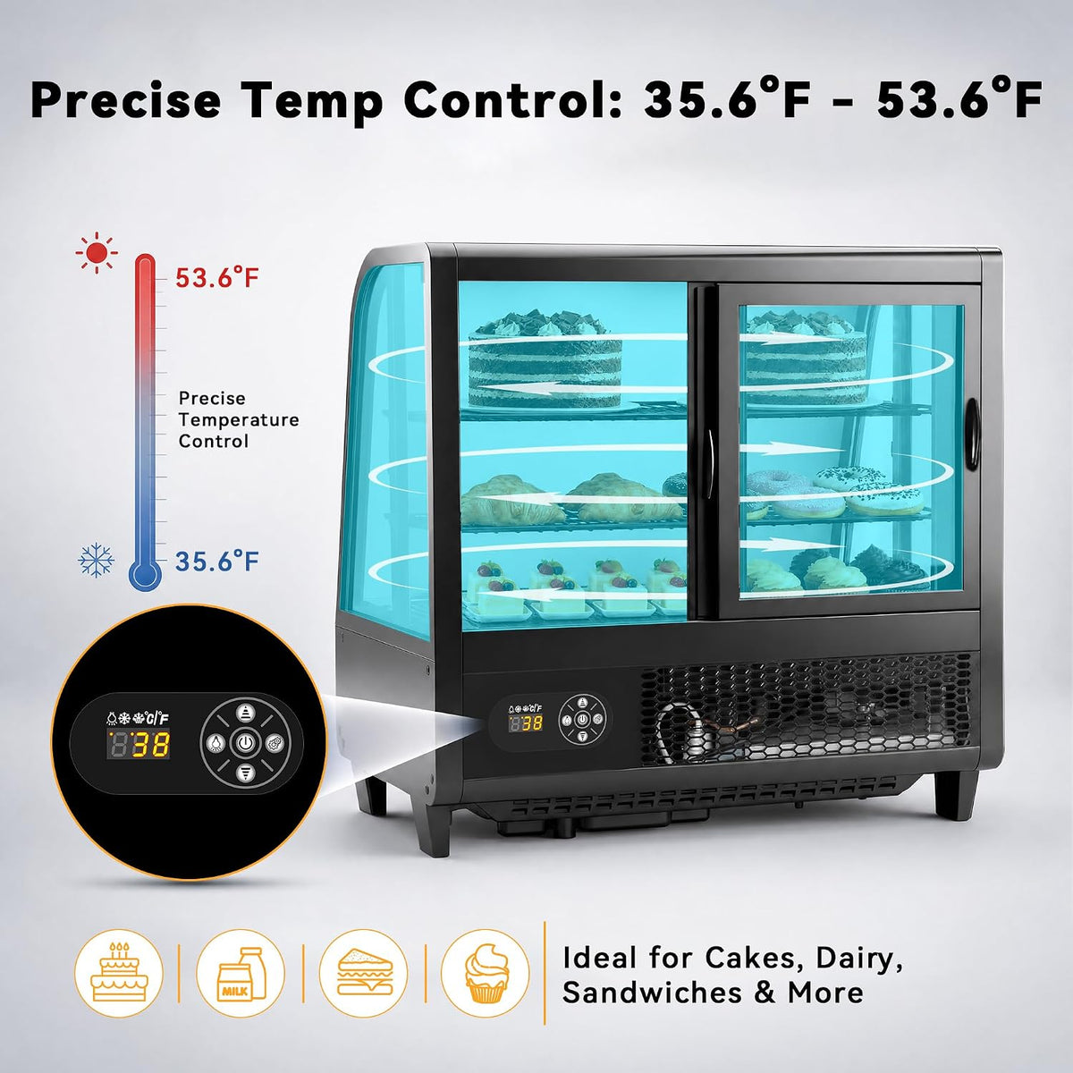 Countertop Display Fridge 3.5 Cu.Ft Double Glass Door