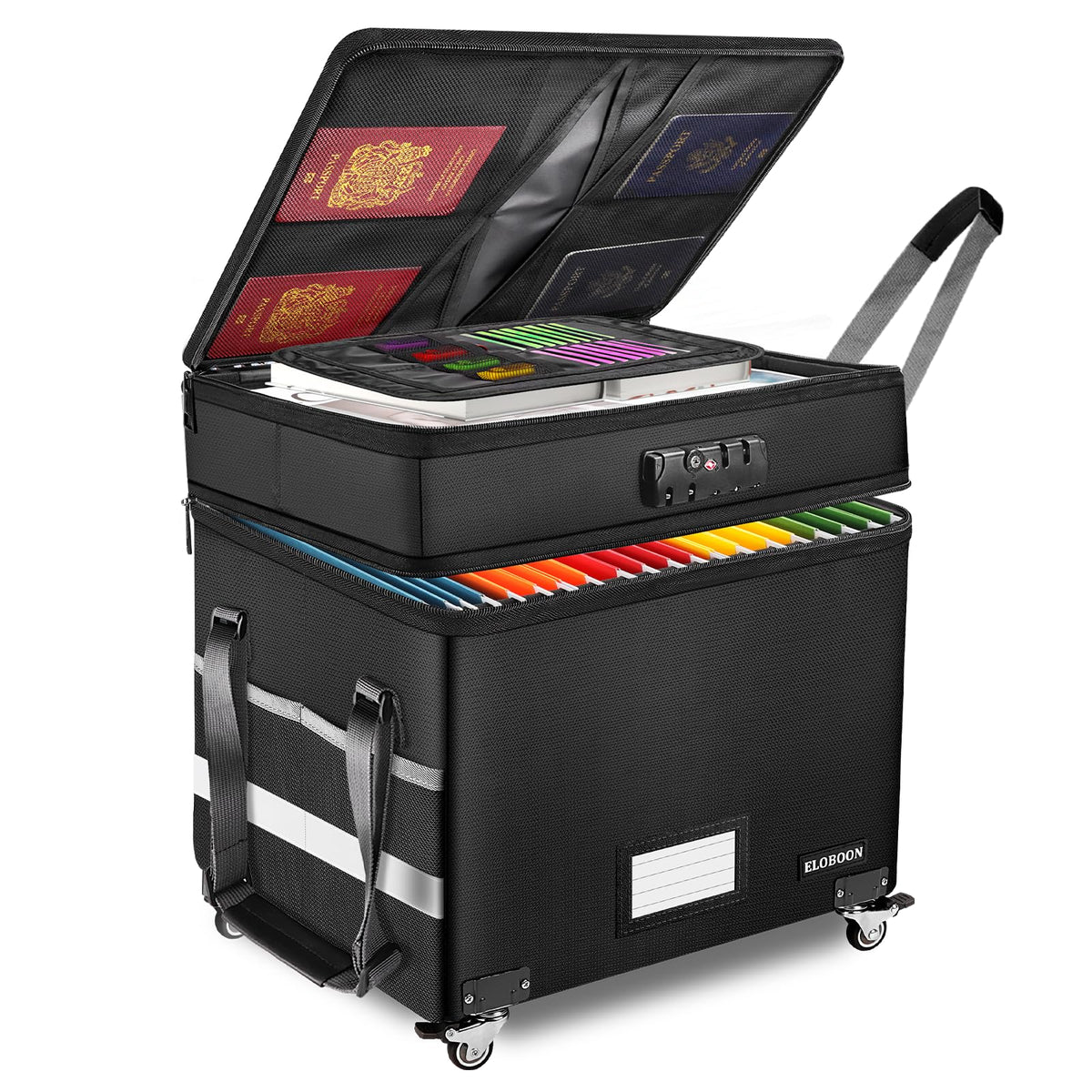 File Box with Lock, Fireproof Document Box with Wheels