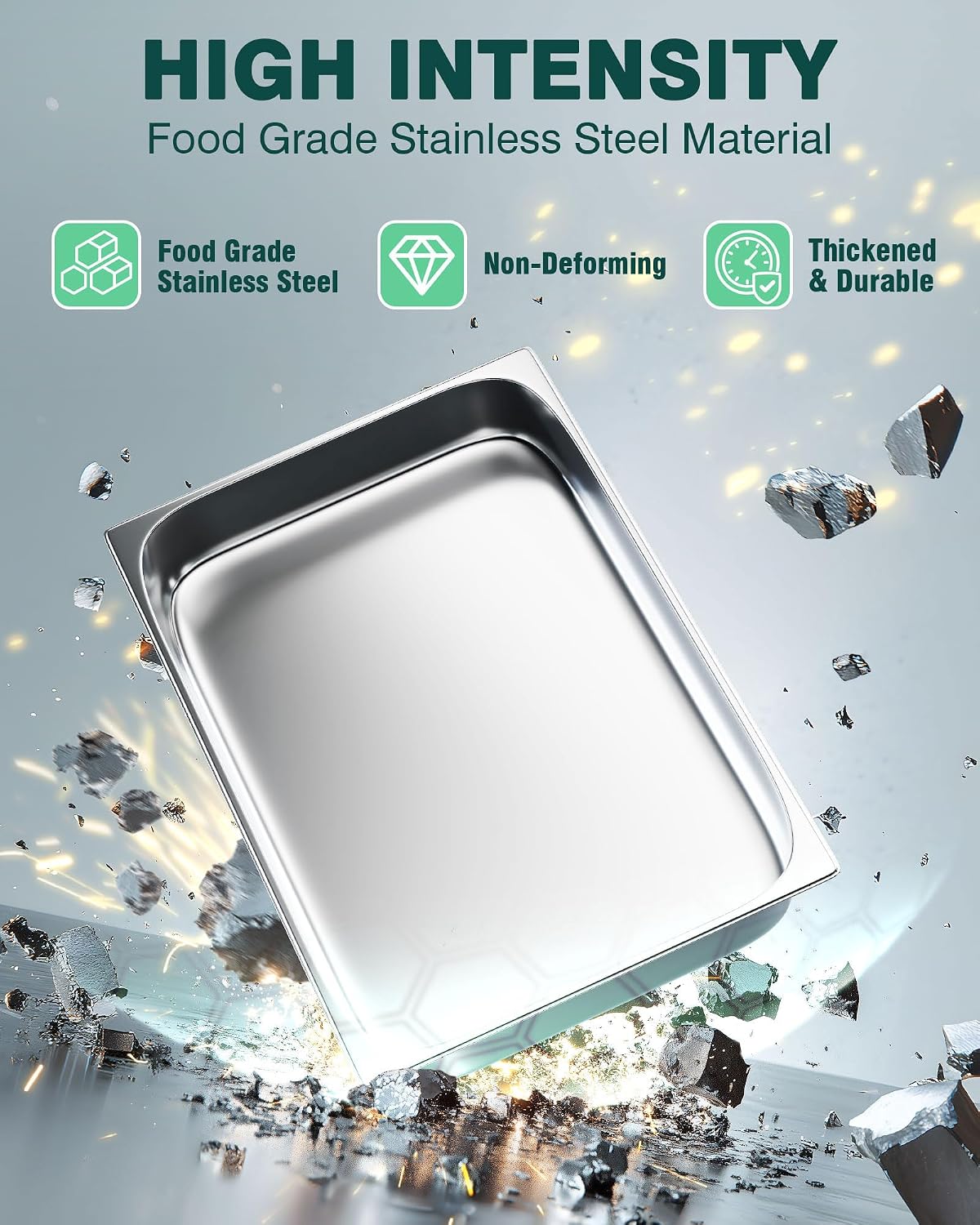 Stainless Steel Steam Table Hotel Pan Set 1/1 Size 2.5 Inch 6 Pack