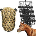 4 Set Wall Mount Hay Feeder for Horse Goats Hay Rack with Net, Black