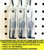 FTG USA 3 Pc #4 (7/64") Countersink Drill Bit Set with Tapered Drill Bits