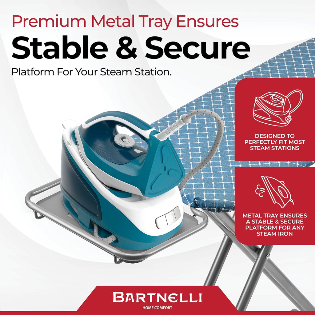 Premium Full-Size Ironing Board 45x15 Inch Large Surface, Integrated Upgraded Iron Rest with Hanger Rack, Height