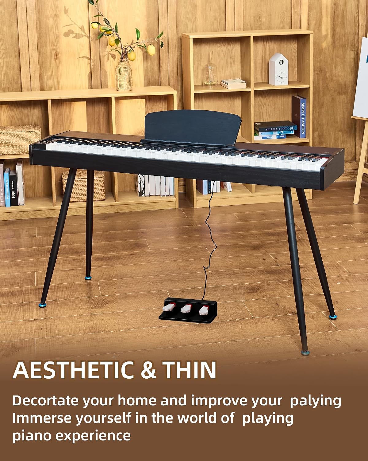 Digital Piano 88 Key Weighted Keyboard Full Size Electric Piano | For Beginners With Three-pedal Piano Cover