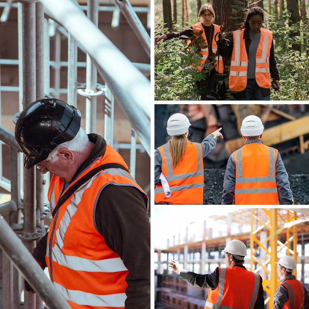 High Visibility Safety Vest with Pockets and Zipper, 1 Pack 5 Pack | Meets ANSI/ISEA Standard Class 2, 360-degree