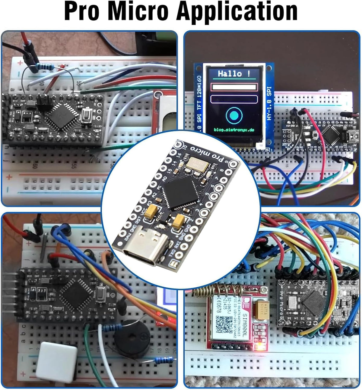 Pro Micro with Atmega32U4 chip Development Board, AYWHP 1 PCS Pro Micro 5V/16MHz Nano microcontroller Development Board with Built-in USB updater Type-C Interface Compatible with Arduino IDE