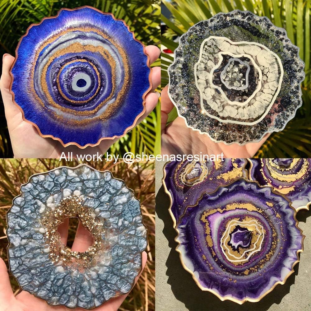 6 Pack Geode Coaster Molds for Resin, Irregular Resin Coaster Silicone Mold, Coaster Epoxy Resin Molds for Making
