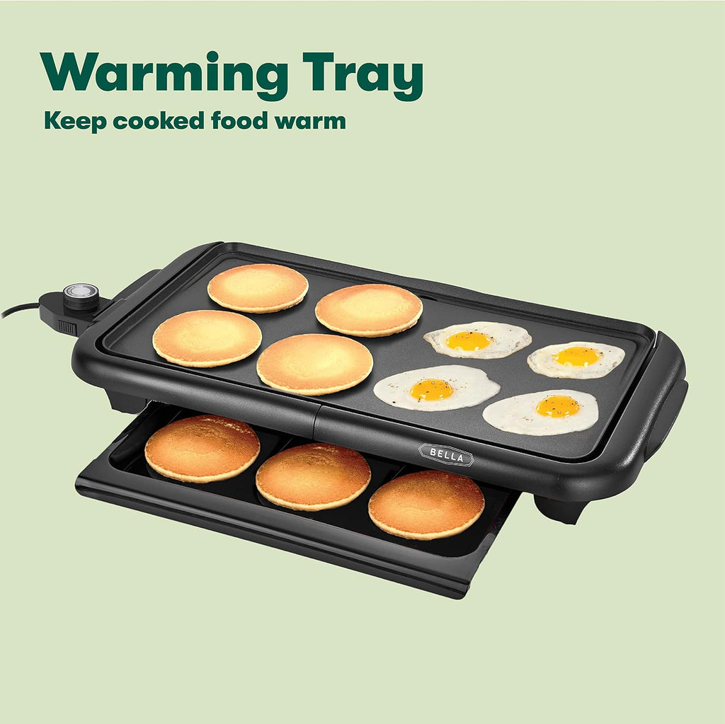 10"x18" Electric Griddle Non-Toxic, with Warming Tray, Copper/Black