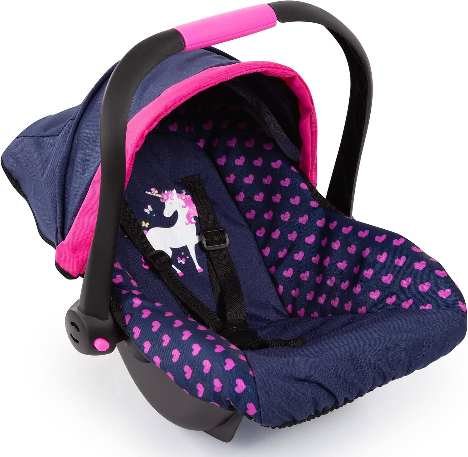 Baby Doll Car Seat with Canopy – Doll Carseat for 18 Inch Dolls with Seat Belt & Handle