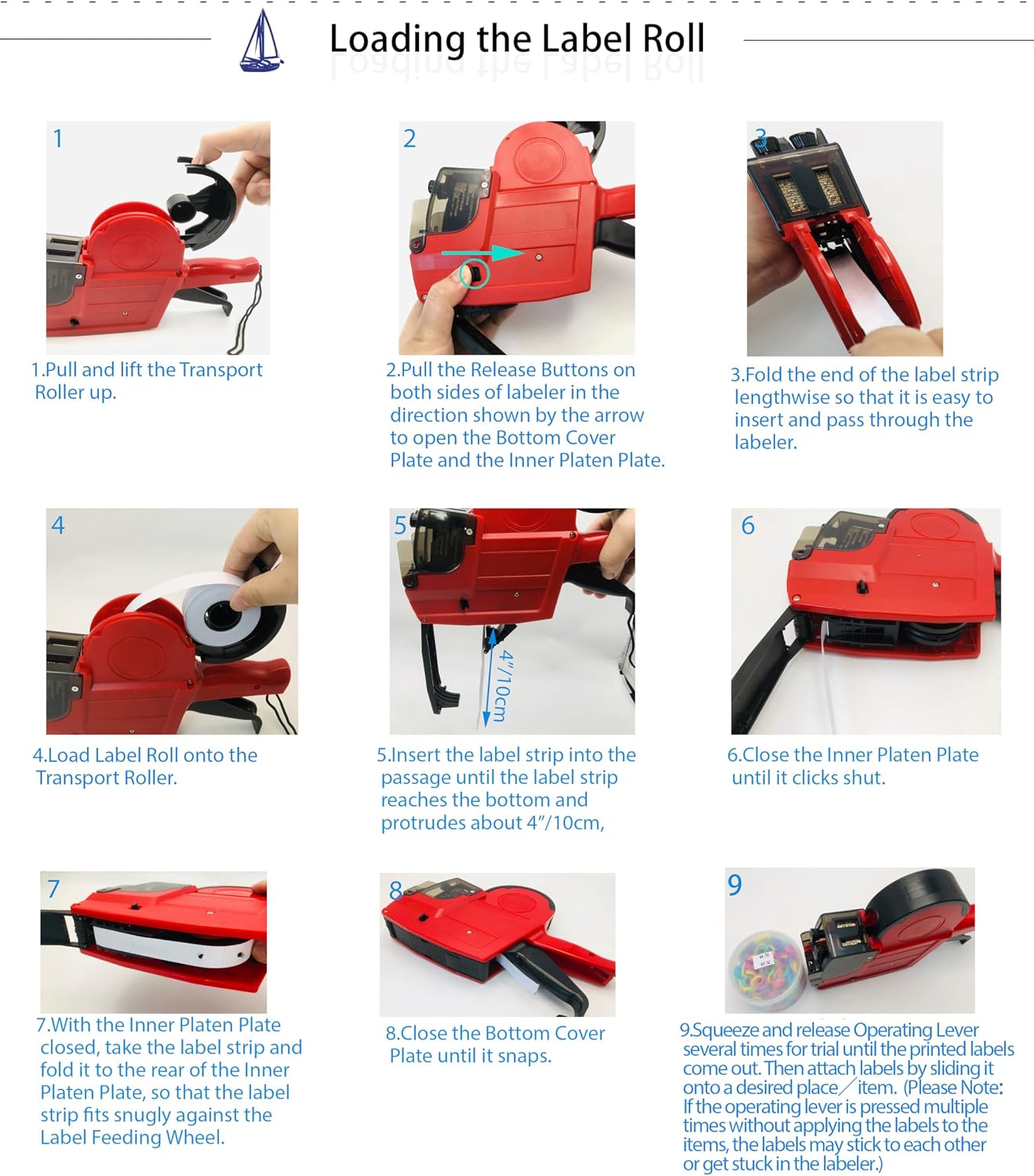 Price Gun,2-Line 20-Digit Pricing Gun w/ 7800 Orange+White Labels 3 Ink Rolls Kit for Retail,Label Date Gun
