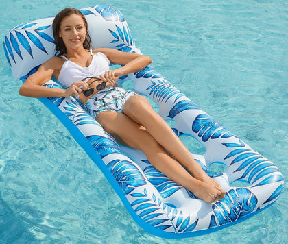 Inflatable Pool Float Lounge - Floaties Rafts for Adults Floating Lounger Sun Tanning Floats Cool Water Floaty