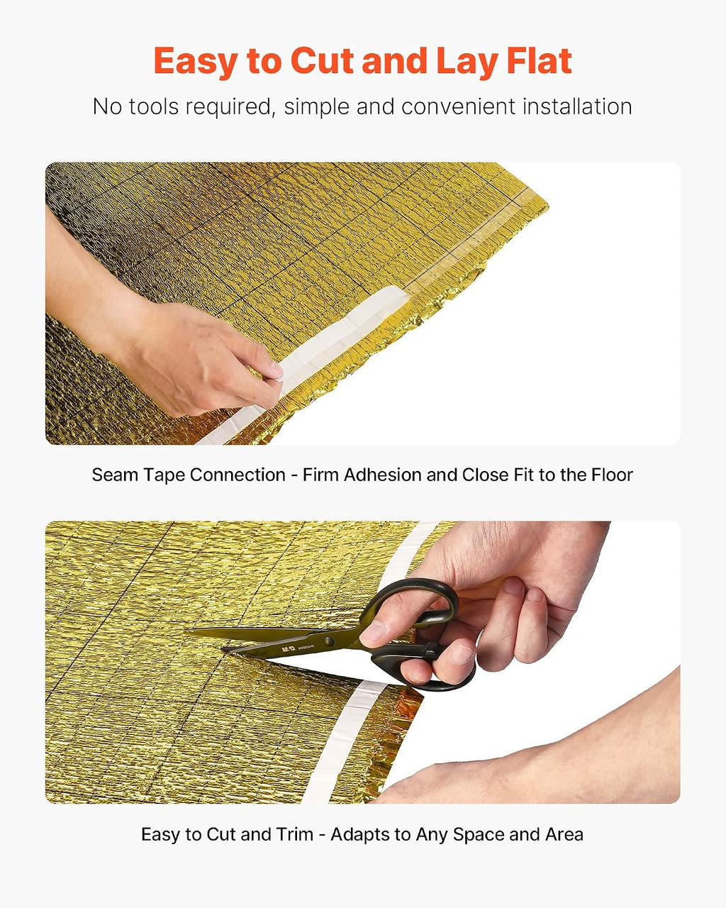 Floor Underlayment 200 sq. ft/Roll, 3-in-1 3 mm Thick Flooring Padding with Tape & Vapor Barrier, Heavy Duty EPE Foam
