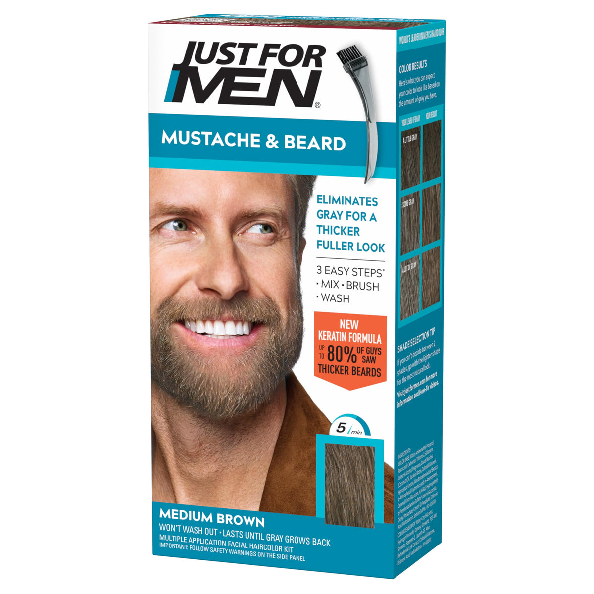 Mustache & Beard Dye, Keratin, Medium Brown M-35 (1 Pack)