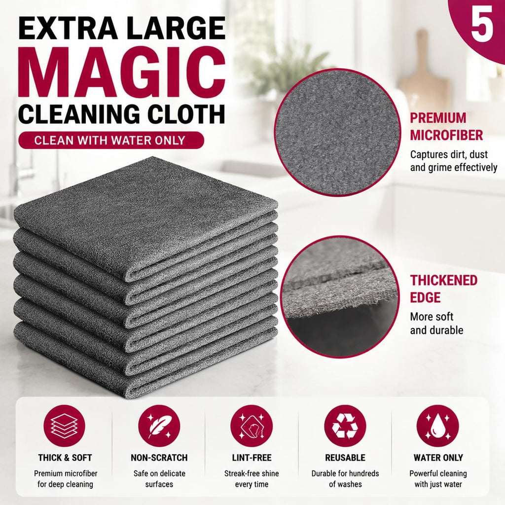 Extra Large Genie Magic Cleaning Cloth, 6PCS Microfiber Magic Cloth