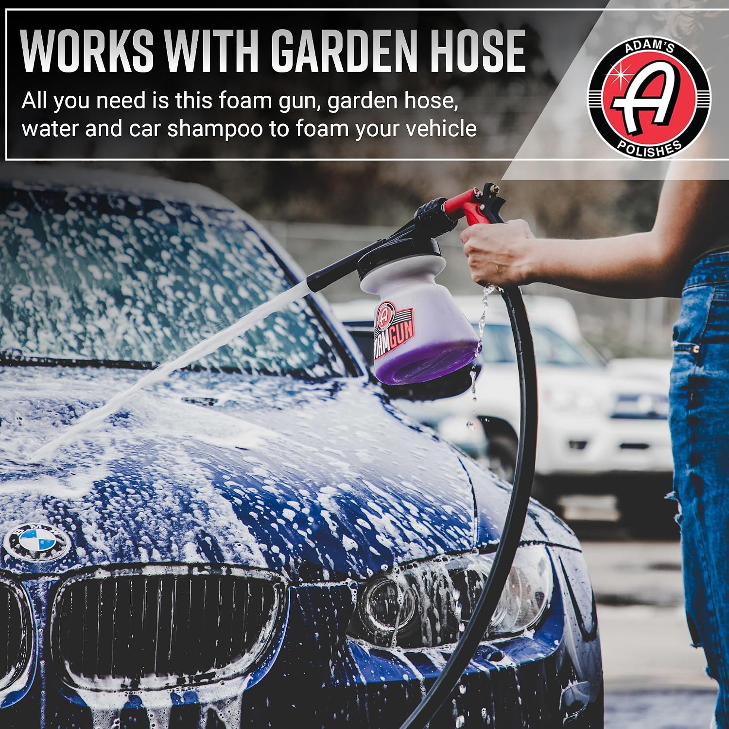 Adam's Foam Gun Car Wash Foam Sprayer - Connects to Garden Hose for Car Washing, No Pressure Washer Required, Use