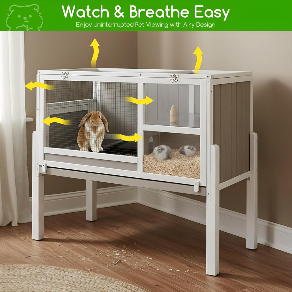 2-Story Guinea Pig Cage for Small Animals with Stand | Pull-Out Cleaning Tray, Chew-Resistant Edges, Ventilated