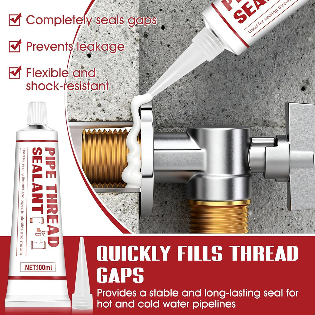Pipe Thread Sealant, Lubricates & Seals Threads, Leak-Proof 100ml | High Vibration & Temperature Resistant,Leak-Proof