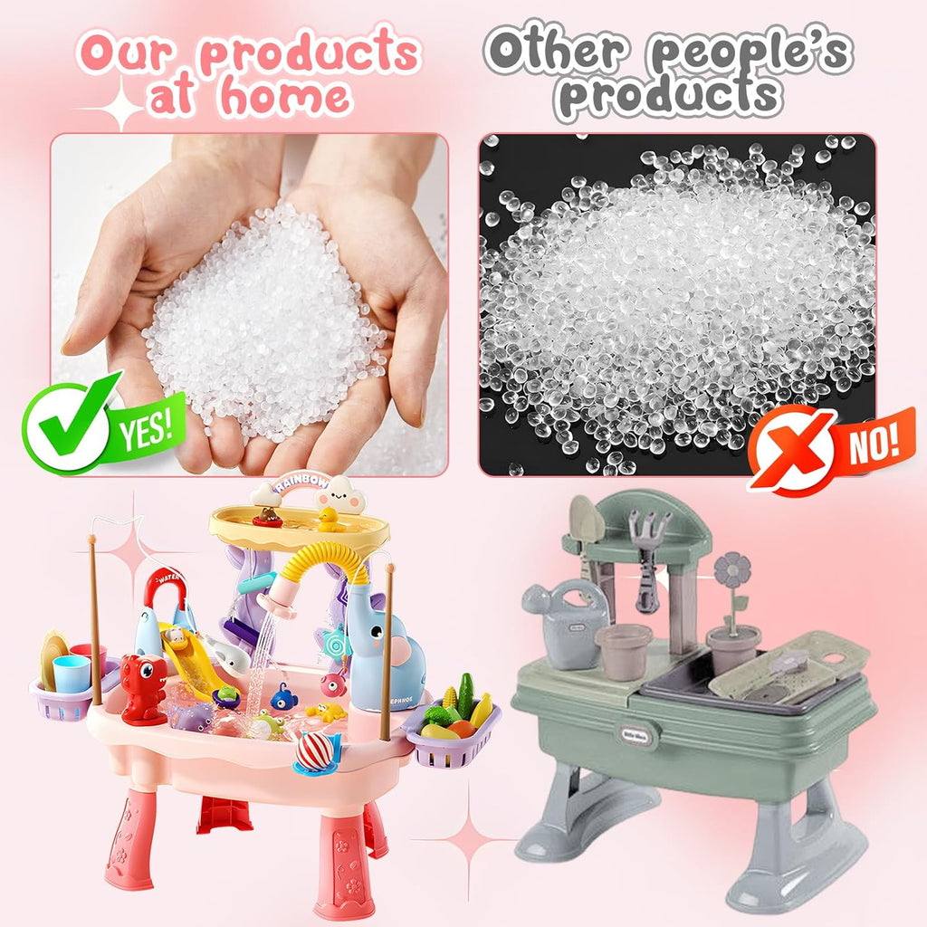 2027 Upgraded Toddler Sand Water Table Toy with Electric Water Pump, Kids Sand Water with Faucet/Play Food