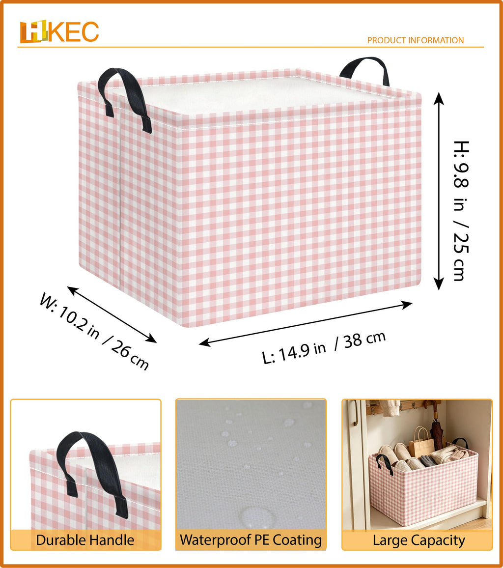 Rectangle Storage Bin,Gift Basket,Room Decor(Little Pink Grid)