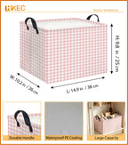 Rectangle Storage Bin,Gift Basket,Room Decor(Little Pink Grid)